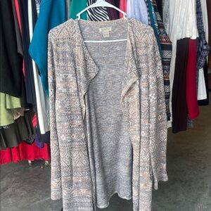 Lucky Brand Beige and Gray Patterned Cardigan